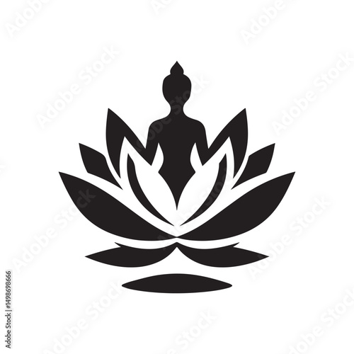lotus pose vector silhouette clip art logo design illustration. international yoga day. meditation collection.