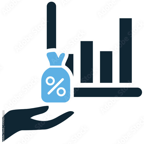 Business loan icon vector for enterprise funding, credit support, and economic service. Ideal for startup finance visuals, company growth themes, and loan UI in business contexts.