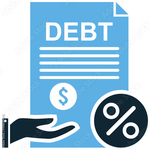 Debt instrument icon vector for bond, obligation, and repayment visuals. Ideal for financial product illustrations, credit deals, and structured finance design assets.