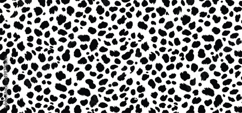 Black and white dalmatian print pattern vector. Abstract dalmatian dog spots or skin fur texture background.