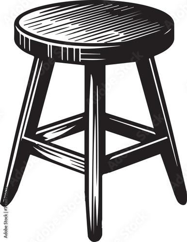 Modern Stool Design Vector" A stylish wooden stool design, carefully crafted to provide a realistic and detailed look. ideal for architectural visualization, product designs, and marketing materials.