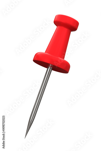Red push pin 3D. Realistic Red thumbtack on transparent background. ready to use for design.