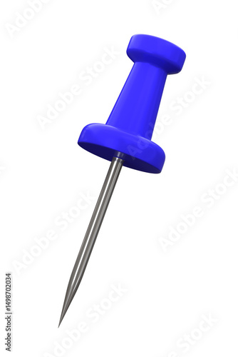 Blue push pin 3D. Realistic Blue thumbtack on transparent background. ready to use for design.