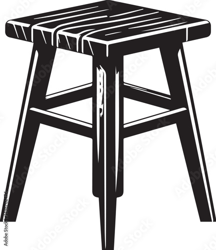 Modern Stool Design Vector" A stylish wooden stool design, carefully crafted to provide a realistic and detailed look. ideal for architectural visualization, product designs, and marketing materials.