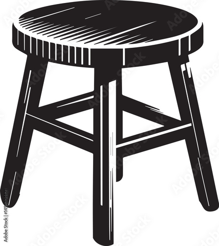 Modern Stool Design Vector" A stylish wooden stool design, carefully crafted to provide a realistic and detailed look. ideal for architectural visualization, product designs, and marketing materials.