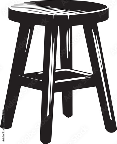 Modern Stool Design Vector" A stylish wooden stool design, carefully crafted to provide a realistic and detailed look. ideal for architectural visualization, product designs, and marketing materials.