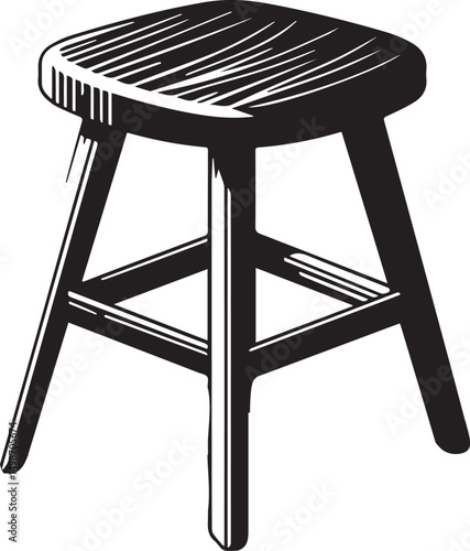 Modern Stool Design Vector" A stylish wooden stool design, carefully crafted to provide a realistic and detailed look. ideal for architectural visualization, product designs, and marketing materials.