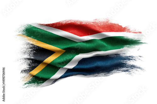 Brushstroke style south african flag with textured effect, cut out