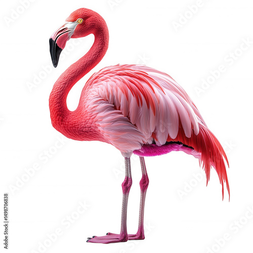Pink Flamingo on Black Background on transparent background