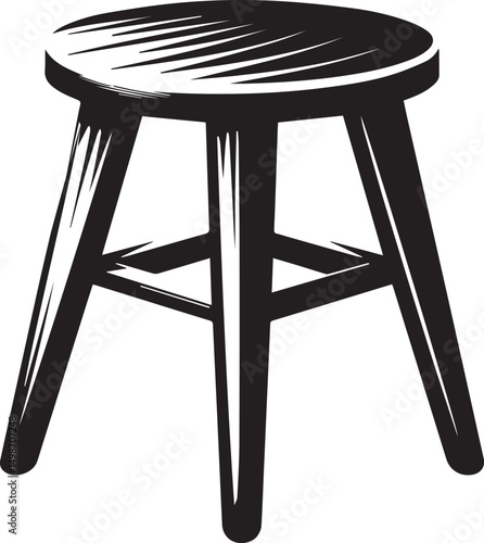 Modern Stool Design Vector" A stylish wooden stool design, carefully crafted to provide a realistic and detailed look. ideal for architectural visualization, product designs, and marketing materials.
