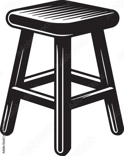 Modern Stool Design Vector" A stylish wooden stool design, carefully crafted to provide a realistic and detailed look. ideal for architectural visualization, product designs, and marketing materials.
