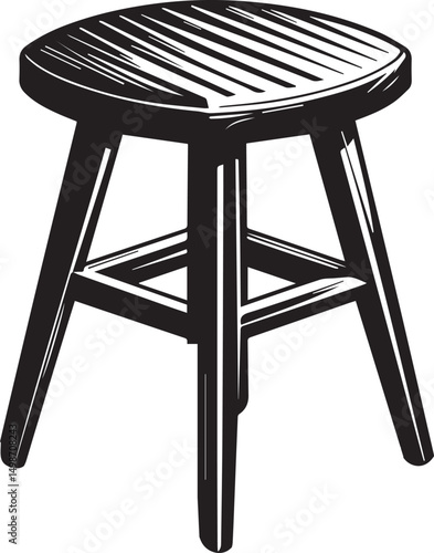 Modern Stool Design Vector" A stylish wooden stool design, carefully crafted to provide a realistic and detailed look. ideal for architectural visualization, product designs, and marketing materials.