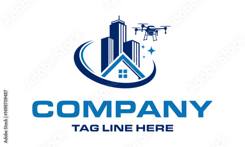 Building cleaning drone logo vector image