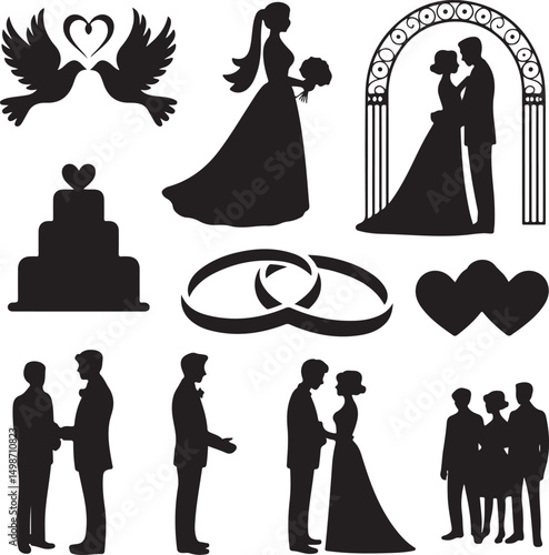 Bride & Groom SVG – Romantic Wedding Silhouette Design

Wedding Couple Vector – Elegant Clipart for Marriage Themes

Bridal Silhouette SVG – Bride and Groom for Invitations & Gifts

Romantic Couple Cl
