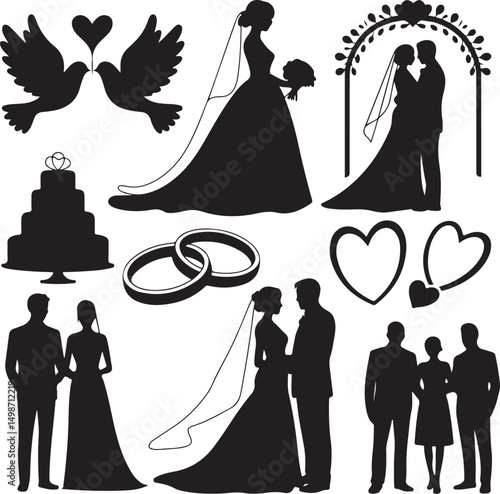 Bride & Groom SVG – Romantic Wedding Silhouette Design

Wedding Couple Vector – Elegant Clipart for Marriage Themes

Bridal Silhouette SVG – Bride and Groom for Invitations & Gifts

Romantic Couple Cl