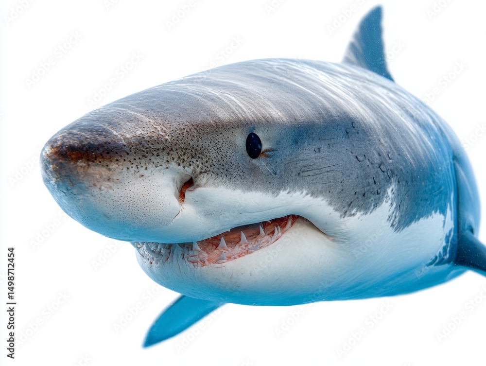Fototapeta premium A close up of a great white shark with its mouth open