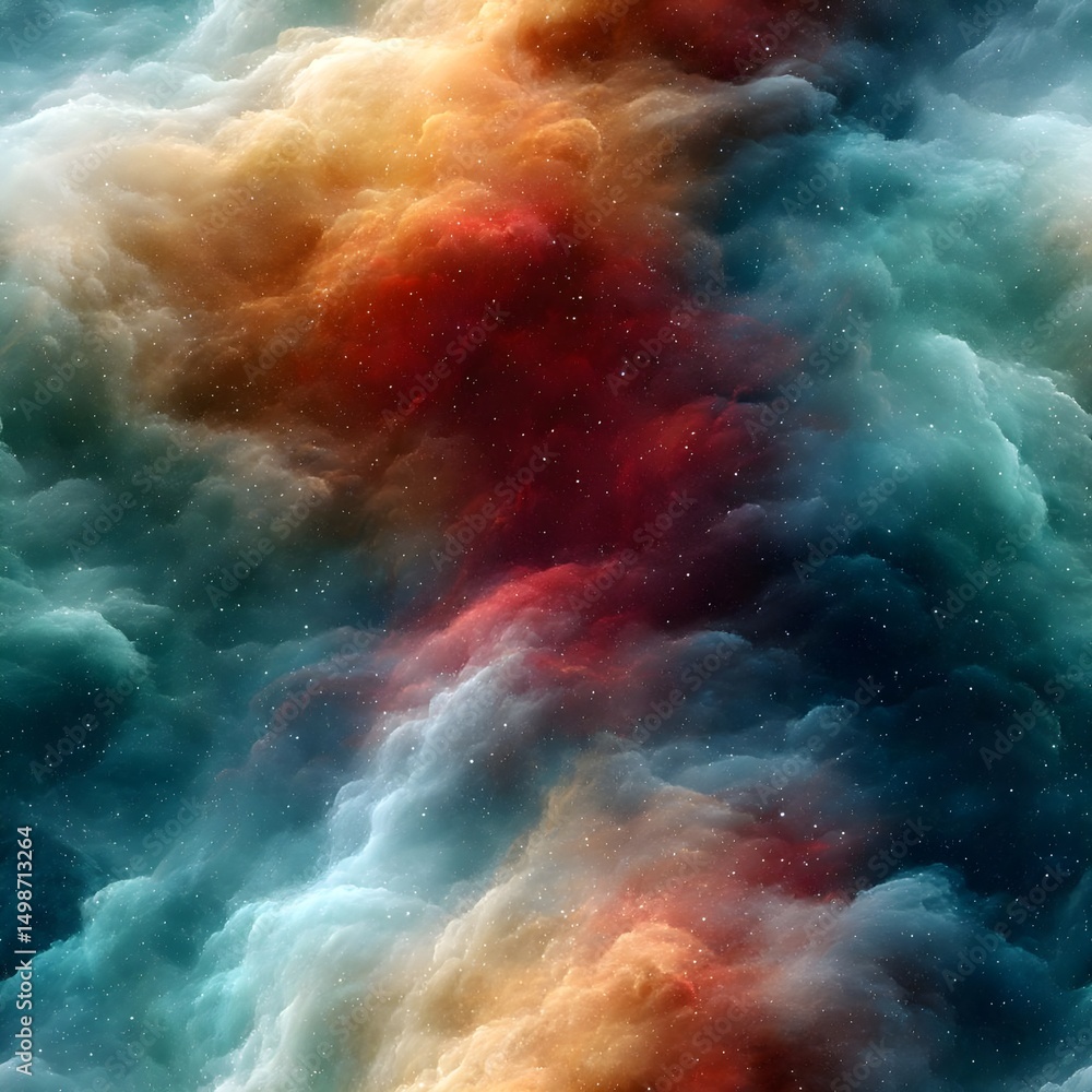 Fototapeta premium Cosmic nebula with vibrant colors and swirling clouds
