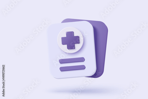 3d first aid medicine with check list for health pharmaceutical. Cartoon minimal of first aid and health care. Medical symbol of emergency help. 3d pharmacy drug icon vector render illustration