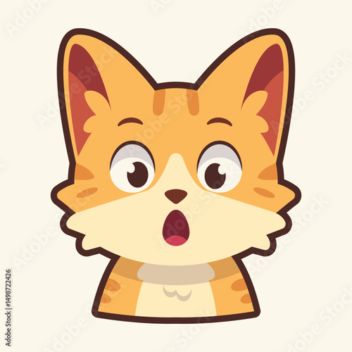 Shocked Cat Emoticon, Cat Cartoon Illustration Vector Sticker