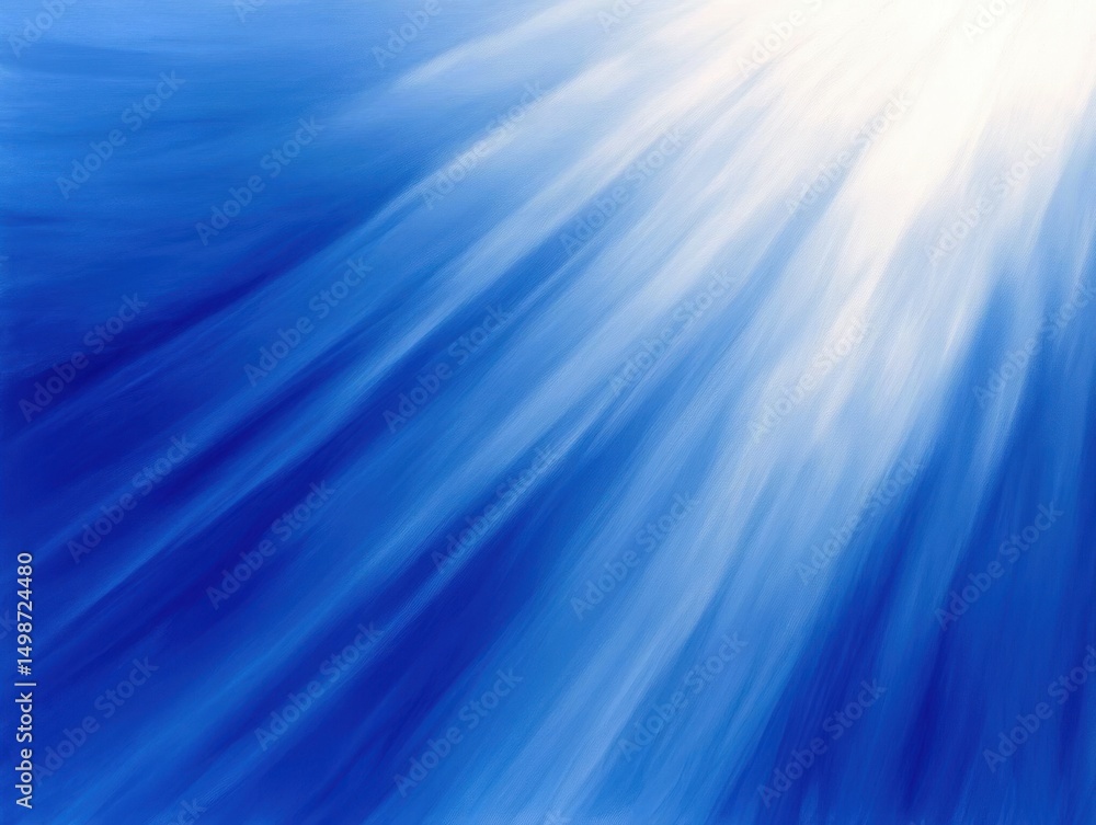 Bright white sunlight rays shining through a deep blue background creating a radiant and uplifting atmosphere Bright white sunlight rays shining through a deep blue background creating a radiant and uplifting atmosphere