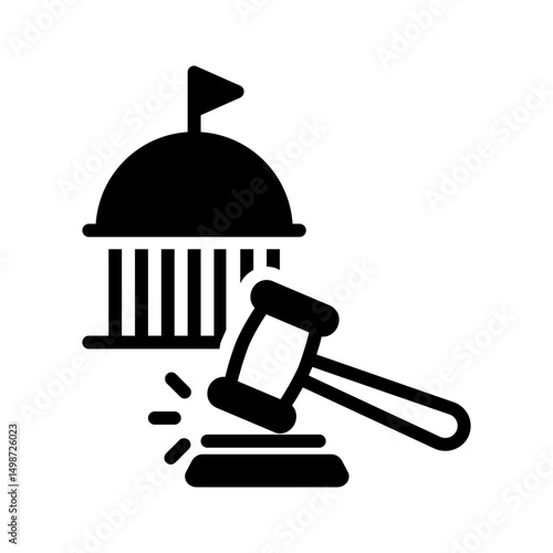 Vector solid black icon for Government action