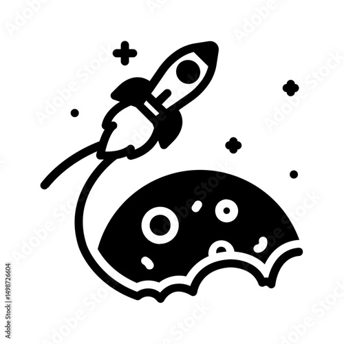Vector solid black icon for Space mission