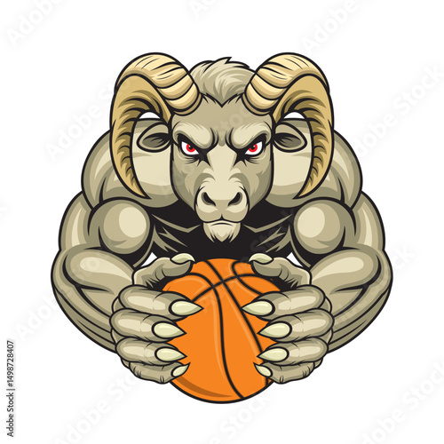 basketball ram mascot vector illustration design