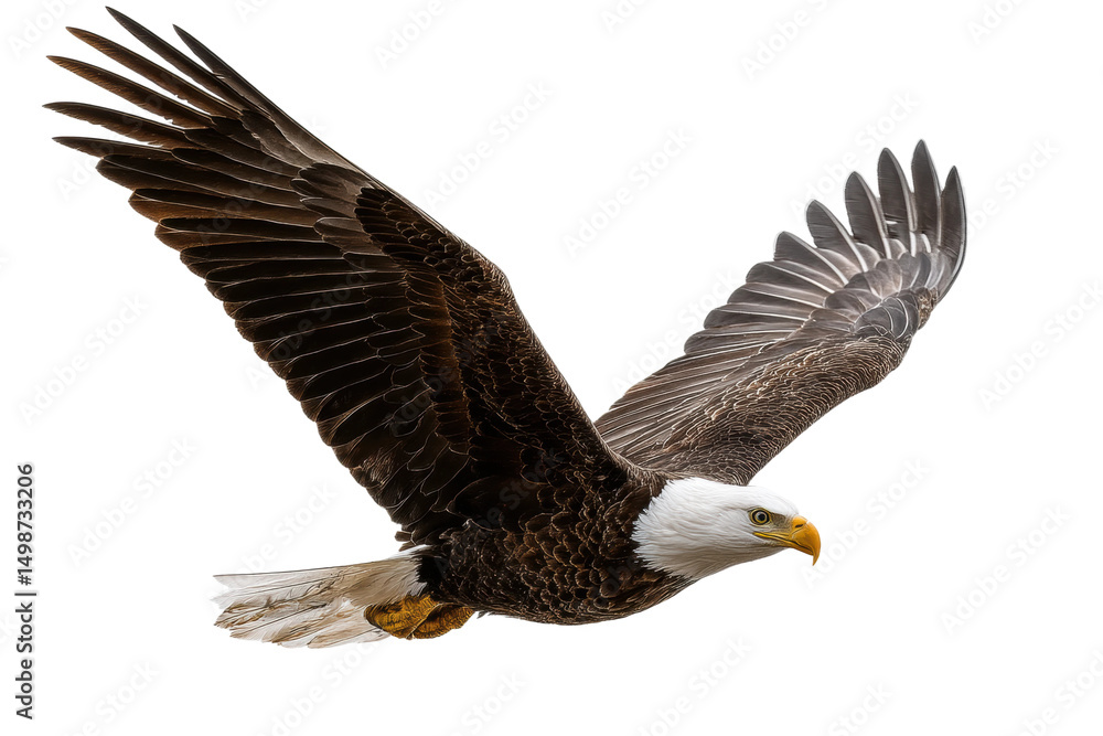 Fototapeta premium Majestic bald eagle in flight, cut out