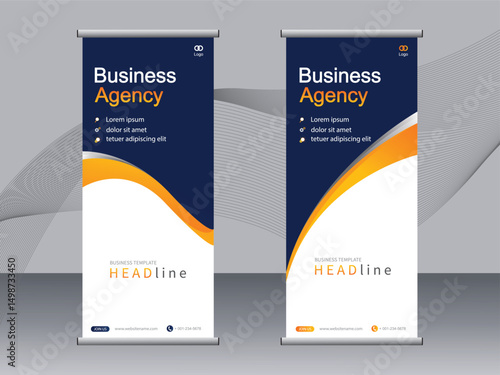 Business banner roll up set, standee banner template. modern banner.