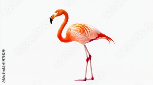 orange flamingo standing on white background clip art preview