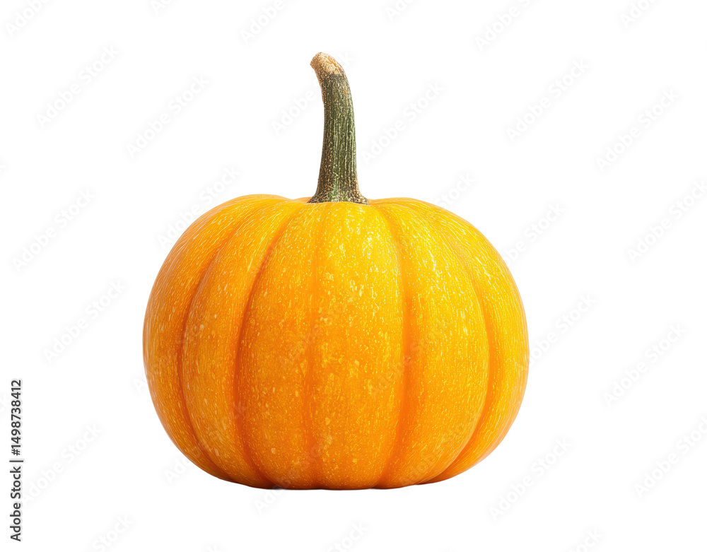 Obraz premium Bright orange pumpkin on black background perfect for autumn decor, cut out