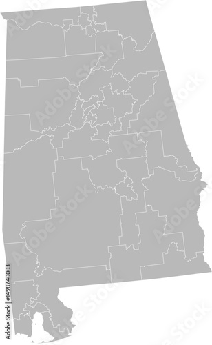 Alabama state senate districts vector map (Albers equal area conic projection, PPT-compatible & fully editable)