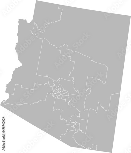 Arizona state senate districts vector map (Albers equal area conic projection, PPT-compatible & fully editable)