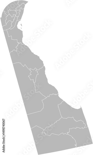 Delaware state senate districts vector map (Albers equal area conic projection, PPT-compatible & fully editable)