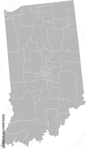 Indiana state senate districts vector map (Albers equal area conic projection, PPT-compatible & fully editable)