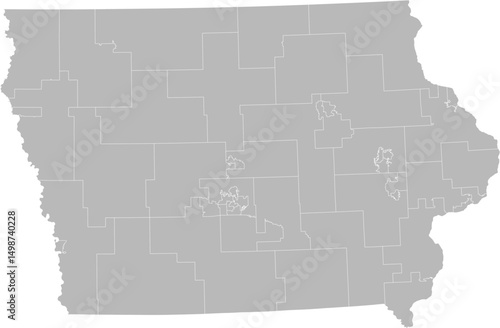 Iowa state senate districts vector map (Albers equal area conic projection, PPT-compatible & fully editable)