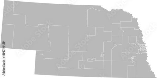 Nebraska state senate districts vector map (Albers equal area conic projection, PPT-compatible & fully editable)