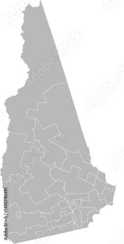 New Hampshire state senate districts vector map (Albers equal area conic projection, PPT-compatible & fully editable)