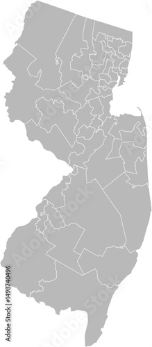 New Jersey state senate districts vector map (Albers equal area conic projection, PPT-compatible & fully editable)