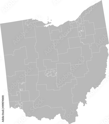 Ohio state senate districts vector map (Albers equal area conic projection, PPT-compatible & fully editable)
