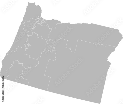 Oregon state senate districts vector map (Albers equal area conic projection, PPT-compatible & fully editable)
