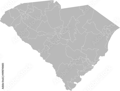 South Carolina state senate districts vector map (Albers equal area conic projection, PPT-compatible & fully editable)
