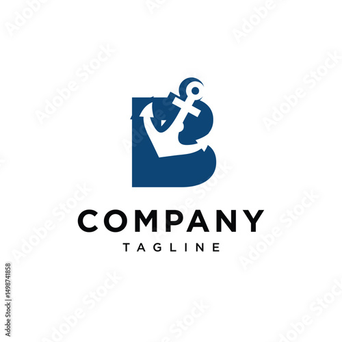 Letter B Anchor Logo Icon Vector