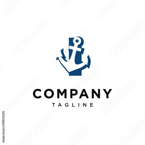 Letter I Anchor Logo Icon Vector
