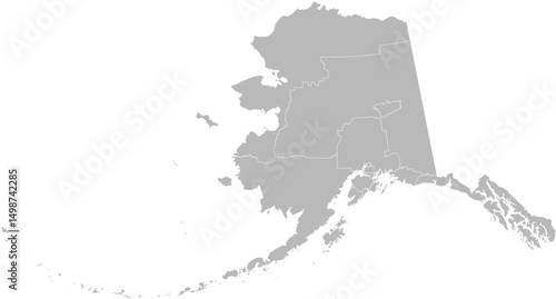Alaska state senate districts vector map (Albers equal area conic projection, PPT-compatible & fully editable)