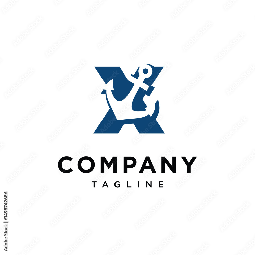 Letter X Anchor Logo Icon Vector Letter X Anchor Logo Icon Vector