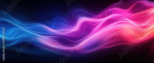 Wallpaper Mural Abstract flowing wave of vibrant blue, purple, and pink light streaks creating a smooth, dynamic, and ethereal motion effect on a dark background Torontodigital.ca