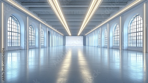 Wallpaper Mural Empty modern space, bright lights, arched windows Torontodigital.ca