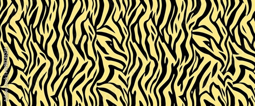 Seamless repeating pattern of black and white stripes mimicking Bengal tiger fur texture, zoo, design