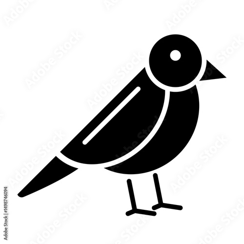 Bird Fill Icon. Black and White Bird Symbol